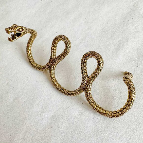 UNIQUE ** three finger snake/serpent ring ** GOLD - Picture 3 of 5